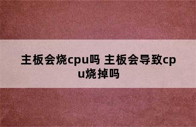 主板会烧cpu吗 主板会导致cpu烧掉吗